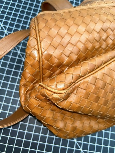 Siso Made In Italy Handtasche geflochtenes Leder braun Top Zustand Vintage - Bild 12 von 15