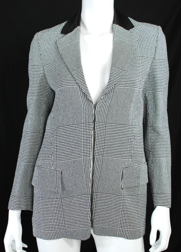 ROBERTO CAVALLI Black & White Glen Plaid Woven Blazer Jacket 38