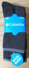 Columbia 2 Pair Wool Blend Crew Socks Mens Shoe Size 6-12 Dark Brown NEW
