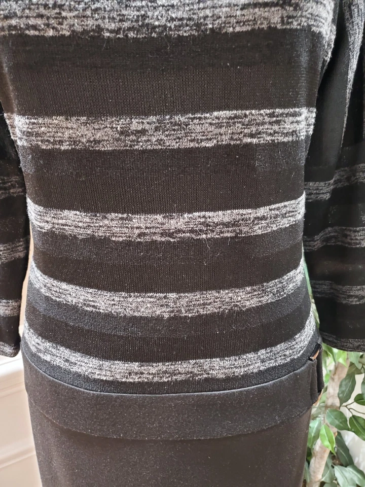 Vestido para mujer Evan-Picone negro poliéster cuello redondo manga larga hasta la rodilla 16 Foto 3 de 4