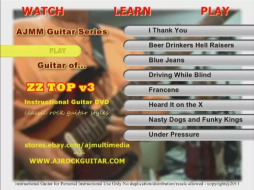 Custom Guitar Lessons, Learn Guitar of ZZ Top v3, Texas Master Guitar Style DVD