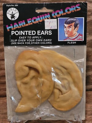1988 Flesh Tone Spock Pointed Costume Ears star trek vintage retro elf fairy 