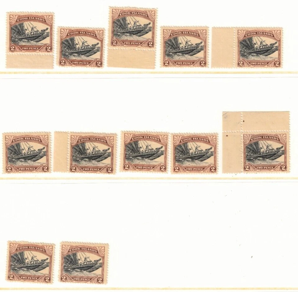 56 estampillas de canoa doble de las Islas Cook como nuevas MNH Foto 3 de 3