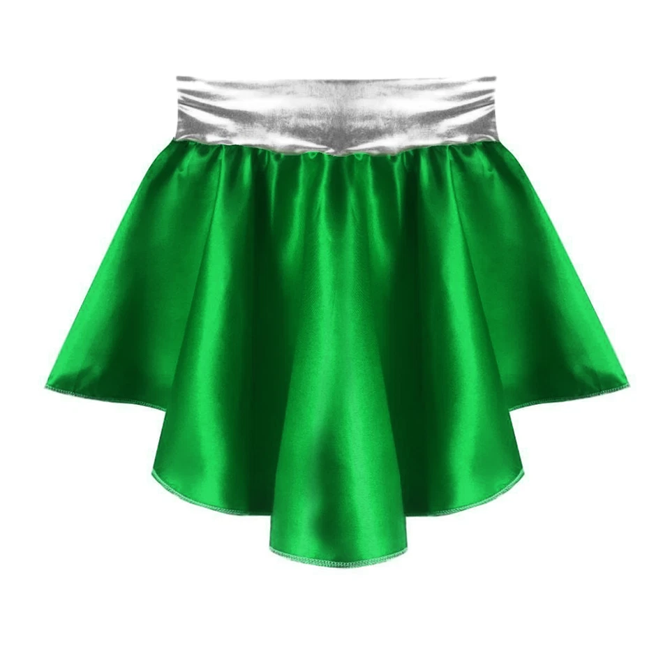 Girls SUPER HERO Fancy Dress Costume Woman Supergirl SATIN & SILVER SKIRT - Image 3 of 4