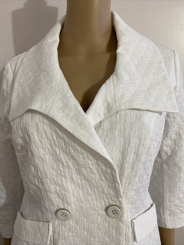 CAbi Outlet Club Blazer White Two Button Wide Lapel 3/4 Sleeve Size M #212 /NEW! - Picture 2 of 12