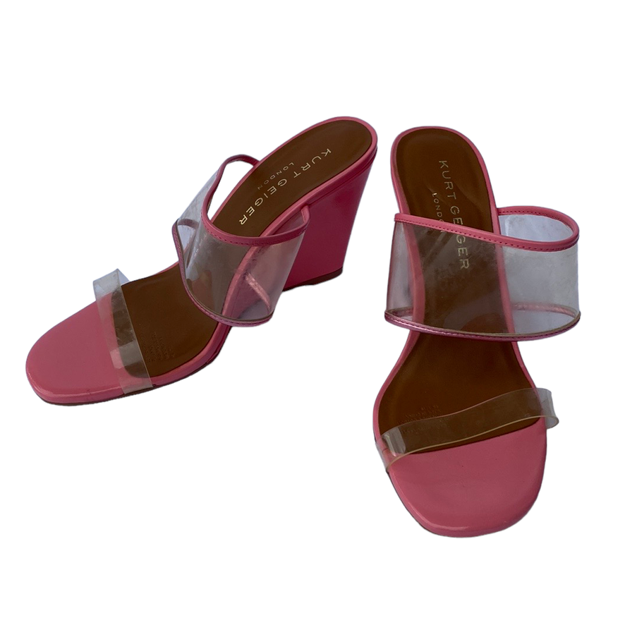 Kurt Geiger London Charing Women's Pink Leather Wedge Slide Sandals Size  38/7.5 | eBay
