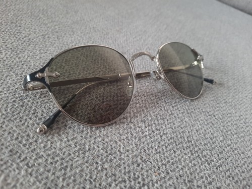 MATSUDA Titanium Round Sunglasses Model 2859H Shinny Silver Green Lenses 49-22 - Picture 2 of 6