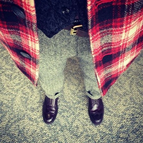 Herren Gerade Hose Fischgrätenmuster Wollmischung Britisch Vintage Hose Winter - Bild 5 von 14