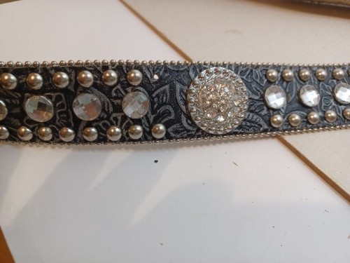 Blazin Roxx Belt Silver Tooled Leather Crystal Rhinestones Cowgirl 40" Just Belt - Picture 7 of 11