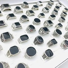 20stk. Herren Ringe Schwarze Emaille Geschnitzte Muster Mode Schmuck Großhandel