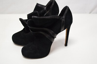 Alejandro Ingelmo Origami Black Suede Heels Size EU37/US 6