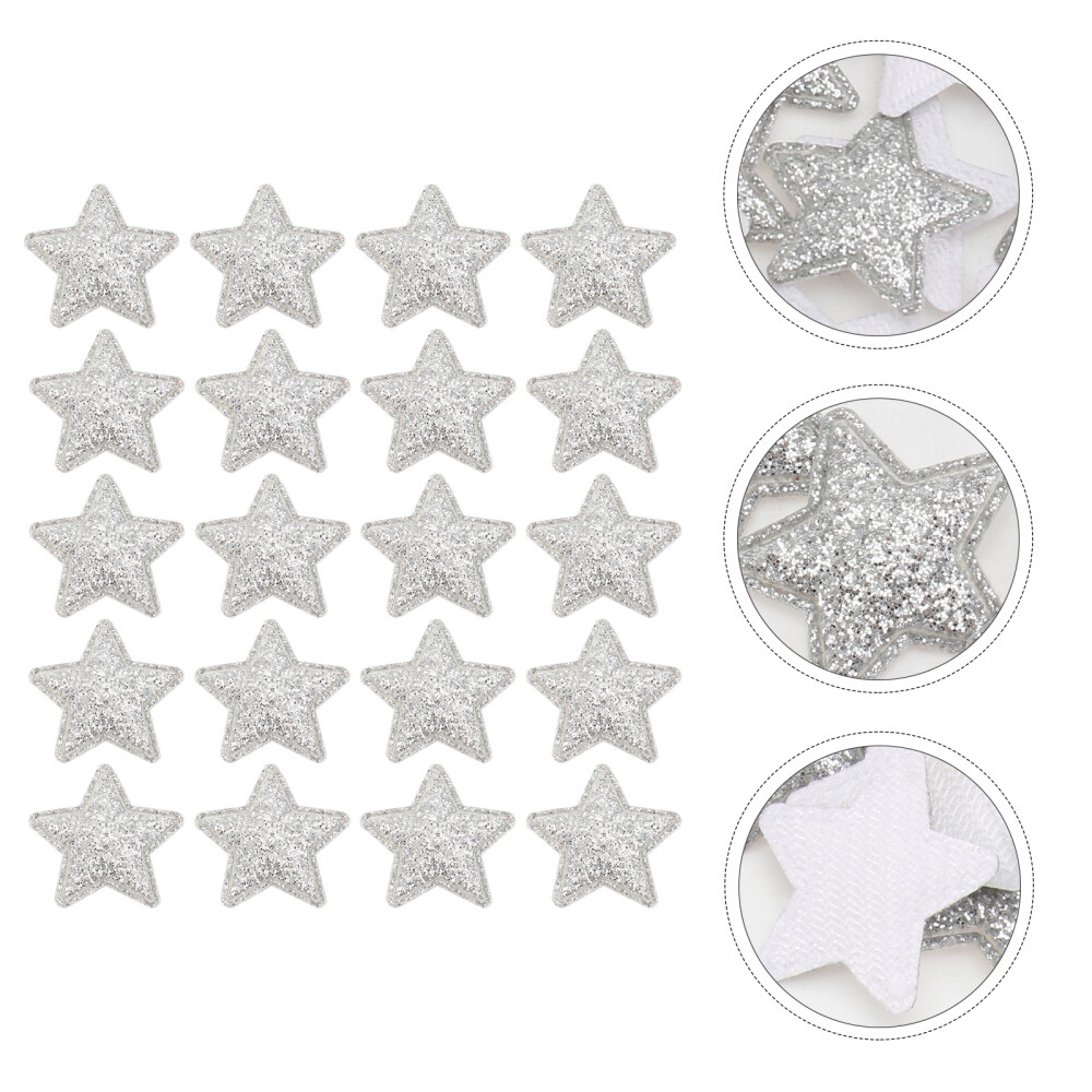 100 PCS Pentagram Patch Silver Sequin Stars Christmas Decor Stickers