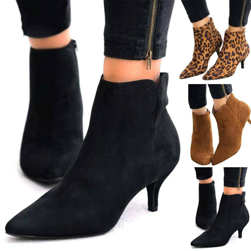Mid Kitten Heel Work Ol Booties Shoes 