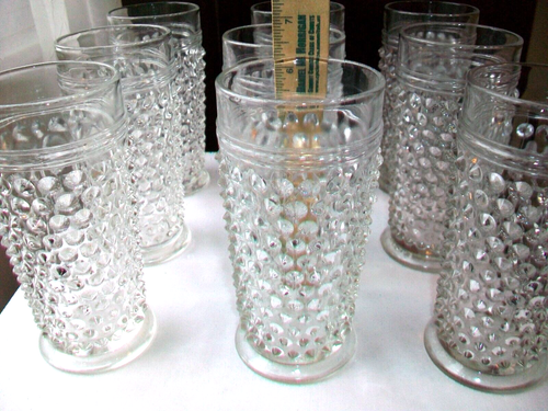 9 VINTAGE ANCHOR HOCKING DEPRESSION HOBNAIL 13 OZ FLAT ICED TEA RARE 1934- 1936 - Picture 3 of 10