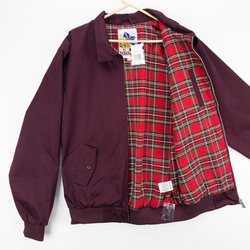 Harrington Bomber Jacket Men's XXL Maroon Flannel Lined Polyester Full Zip - Picture 6 of 15