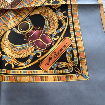 Vintage Andre Claude Canova Silk Scarf Egyptian Design, 36'' Square New in Box