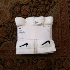 NIKE Dri-FIT Everyday Training 6-Pack Crew Socks 5Y-7Y Women 6-10 Men 6-8 White