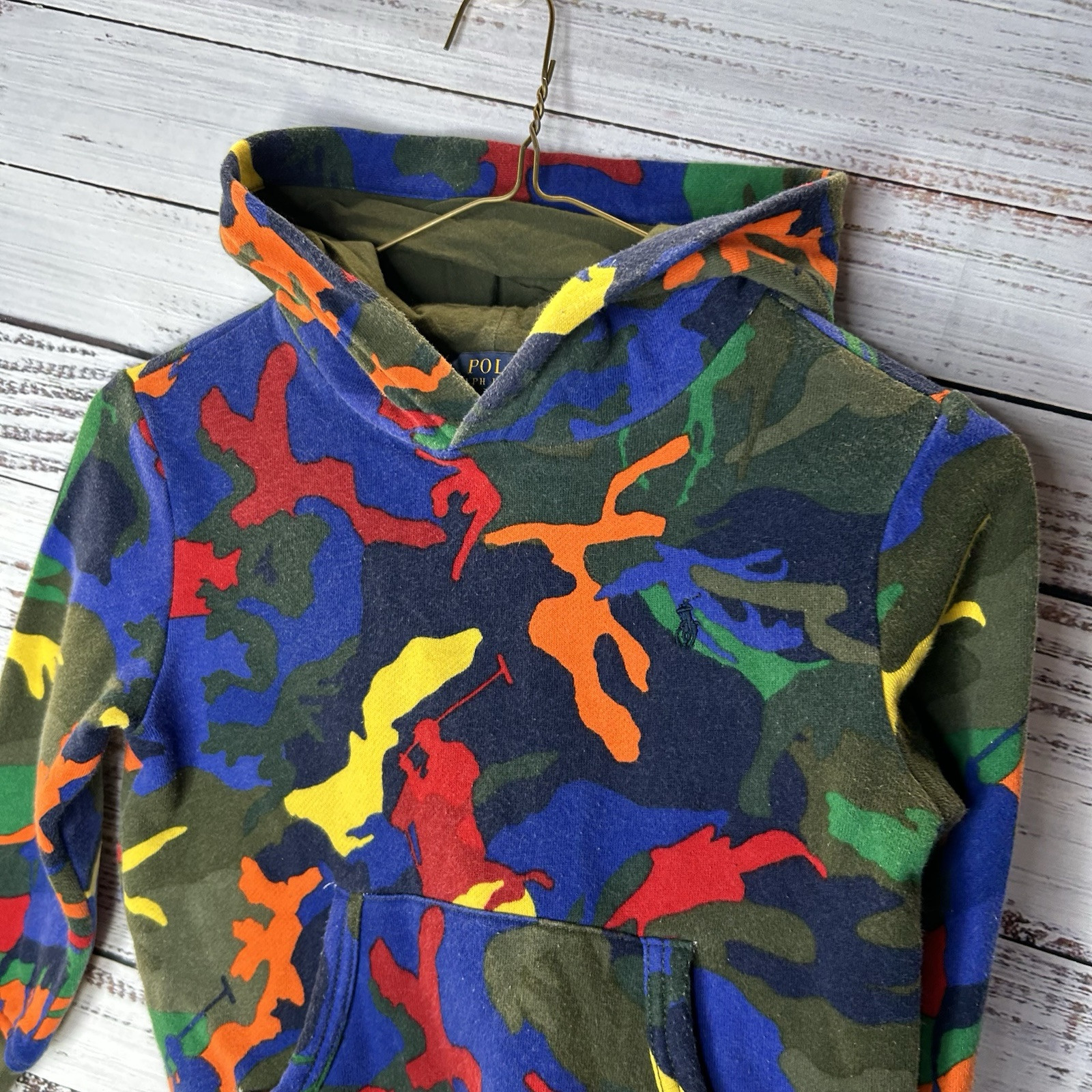 Polo Ralph Lauren Pony grafica mimetica felpa con cappuccio Spectre mimetica colorata taglia 5