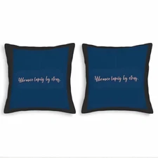 Set of 2 Decorative Throw Pillow Covers 18x18in - ENavy Blue with Black Border