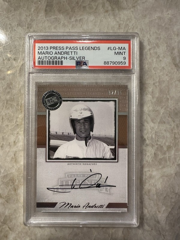 2013 Press Pass Legends - Mario Andretti #LG-MA Auto Silver PSA 9 Racing /95 SP