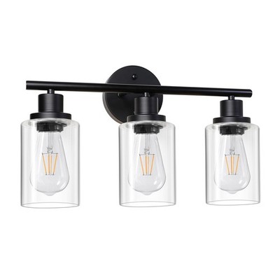 Unicozin Modern Bathroom Light Fixtures, 3 Vanity 3 Light, Black
