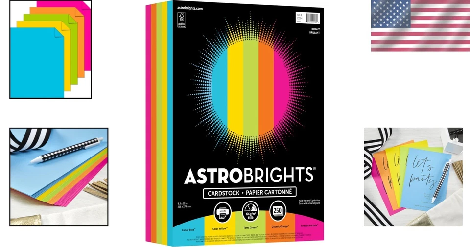 Color Cardstock Bright Assortment 8.5x11 250 sheets Durable Craft Paper - Image 2 of 4