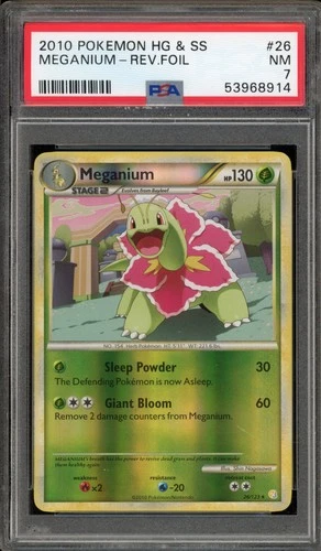 Pokemon Meganium HeartGold & SoulSilver Reverse Holo Rare #26 PSA 7