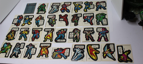 1976 Topps Marvel Super Heroes Kaugummi Sticker 31 Stück + Checkliste USA