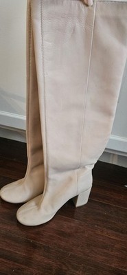 & Other Stories Leather Knee High Boots Size 7 EUR 37 Beige Cream $279 MSRP