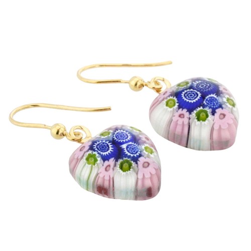 Pendientes de corazón de vidrio GlassOfVenice Murano Millefiori - dorados - Imagen 2 de 5