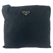Prada Nylon Tessuto Logo Messenger Bag Women Black One Size