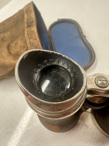 Antique Binoculars Chevalier Paris Leather Wrapped In Original Leather Case - Picture 8 of 14