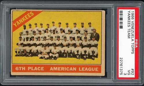 Yankees Team #92 1966 Venezuela Topps card