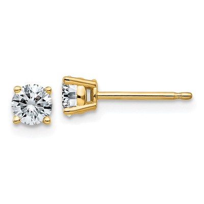 14K Gelbgold 1/2ct. Ohrstecker 4,0 mm rund D E F reiner leichter Moissanit