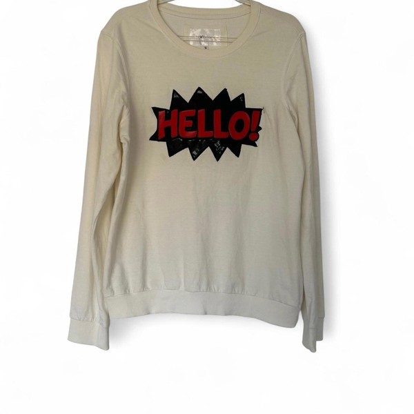 Cream Piazza Italia Hello! Cotton Graphic sweatshirt  Size M