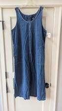 Crazy Horse XL Dress Blue Denim Pocket Front Overall Maxi Jumper Modest Cottage