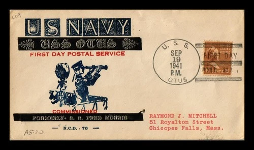 US COVER USS OTUS NAVAL CANCEL FIRST DAY POSTAL SERVICE COMMISSIONED