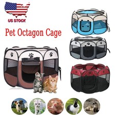 US 4 Colors S / M Folding Pet Octagon Cage Portable Cat Dog House Play Tent