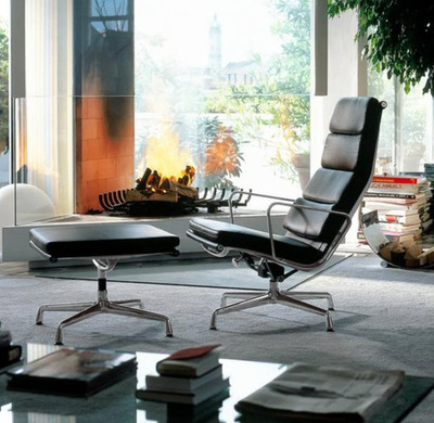 2023 Herman Miller Eames Soft Pad Lounge Chair AND Ottoman in Black Leather MINT