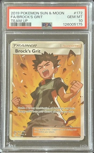 2019 Pokémon TCG Team Up Brock's Grit 172/181 Full Art PSA 10 GEM MINT