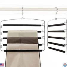 TOPIA HANGER 2-Pack Space-Saving Swing Arm Pants Organizers - Non-Slip Hangers