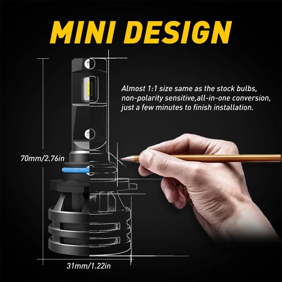 Auxito 9006 HB4 LED Headlight Bulbs Low Beam 12000LM Xenon White 52W Free Return - Image 3 of 4