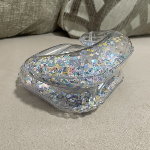 Vivitar Novelty Phone Stand Clear Plastic Beanbag Chair w Star Confetti Y2K - Photo 3 sur 7