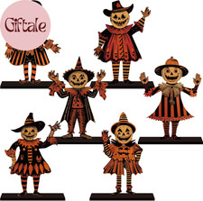 6Pcs Vintage Halloween Decor for Home Wood Table Centerpieces