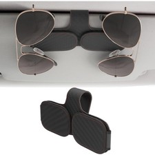 Sunglass Holder Car Clip Magnetic Leather Visor Accessories