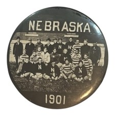 Antique 1901 University of Nebraska Cornhuskers Football Team Pin Pinback Button