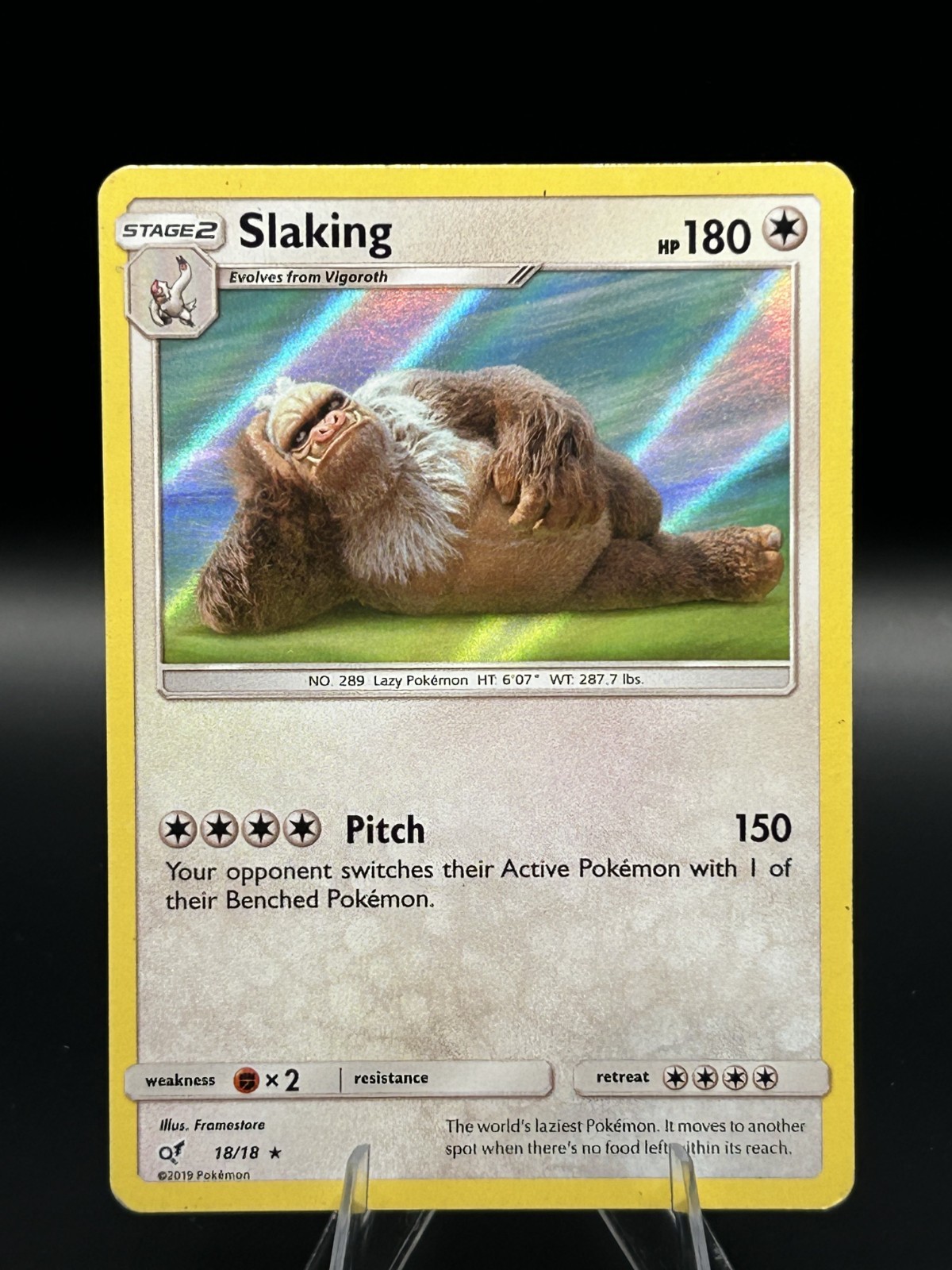 Slaking 18/18 Detective Pikachu Rare Holofoil EN Pokemon TCG LP 18/18