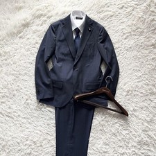 LARDINI Navy Wool Suit 44 Business Formal Blazer and Trousers Used