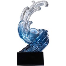 Modern Abstract Decorative Wave Statue, Blue Abstract Art Home Decor,Crystal ...