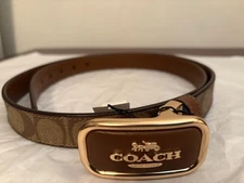 $128 Coach Authentic Signature Buckle Cut To Size Reversible Morgan New Belt